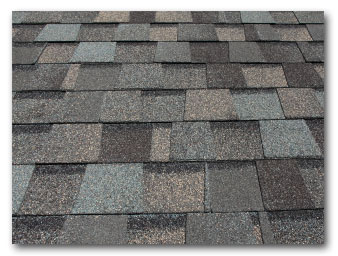 Asphalt shingle roof material pictured on Titan Roofing's services page